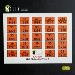ADR Plates Set Type 2 - Decal for models, 1/35 - Kelik KA35011