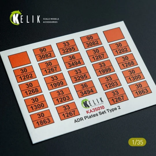 ADR Plates Set Type 2 - Decal for models, 1/35 - Kelik KA35010