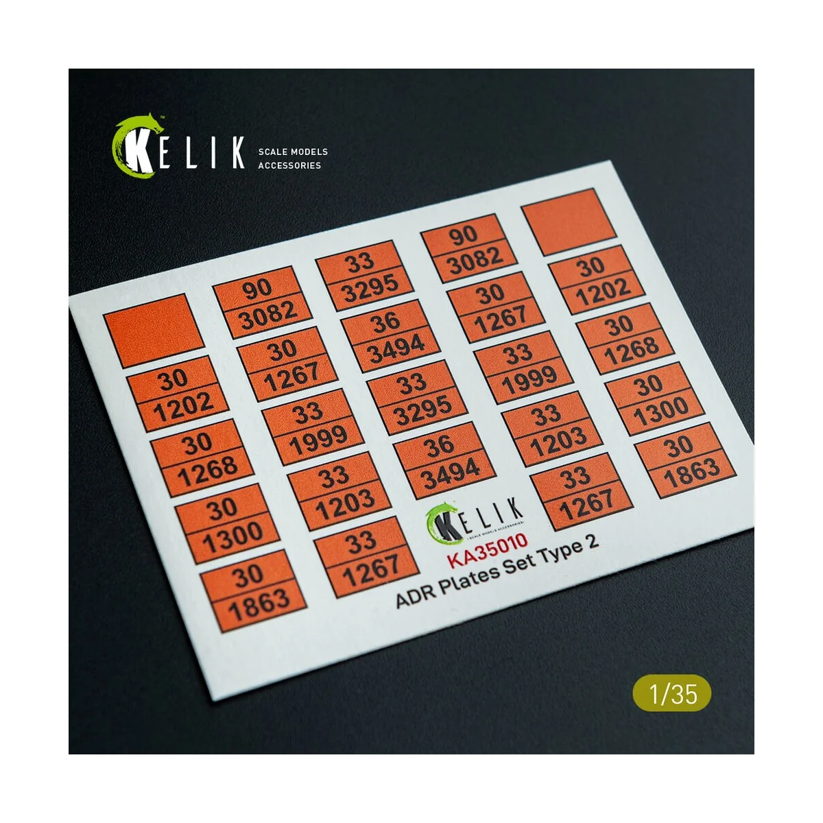 ADR Plates Set Type 2 - Decal for models, 1/35 - Kelik KA35010
