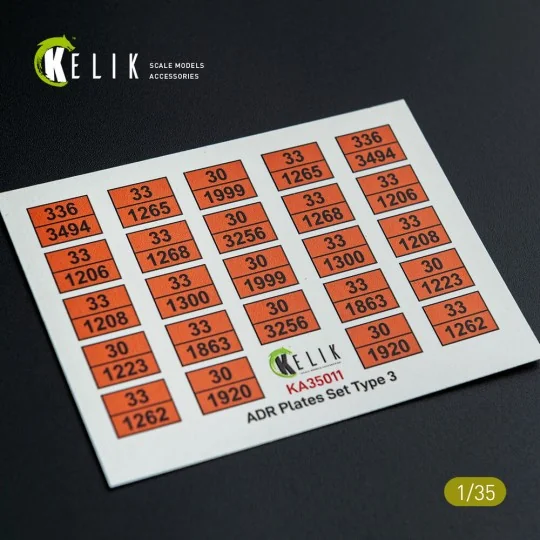ADR Plates Set Type 2 - Decal for models, 1/35 - Kelik KA35011