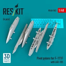 Pivot pylons for F-111F with LAU-105 (4 pcs) (3D Printed), 1/48 - R...