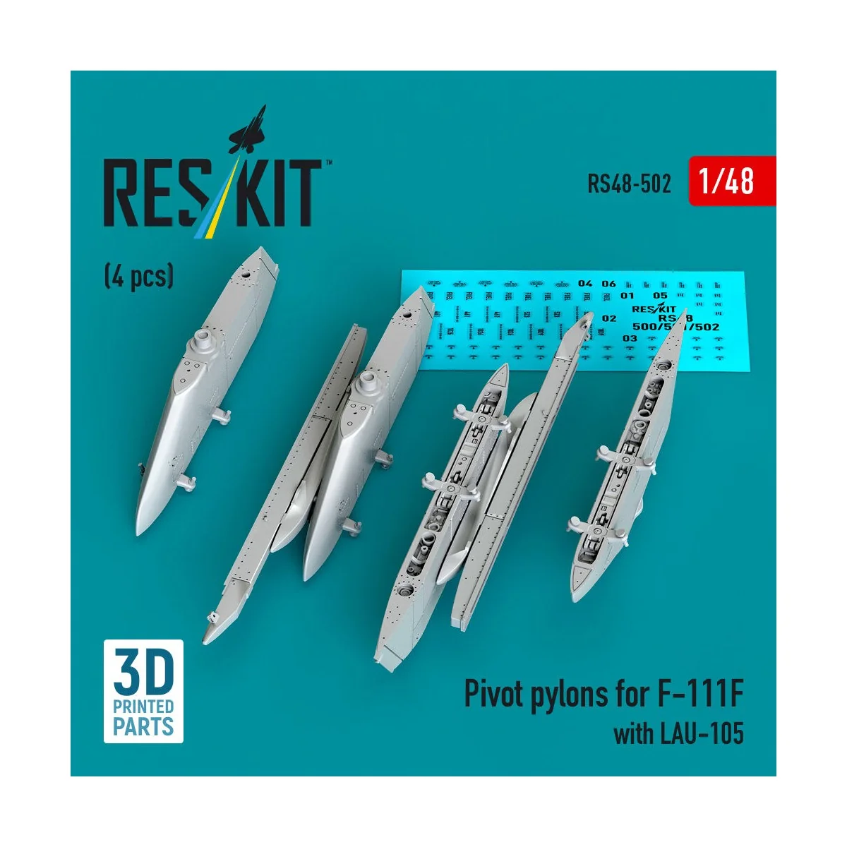Pivot pylons for F-111F with LAU-105 (4 pcs) (3D Printed), 1/48 - R...