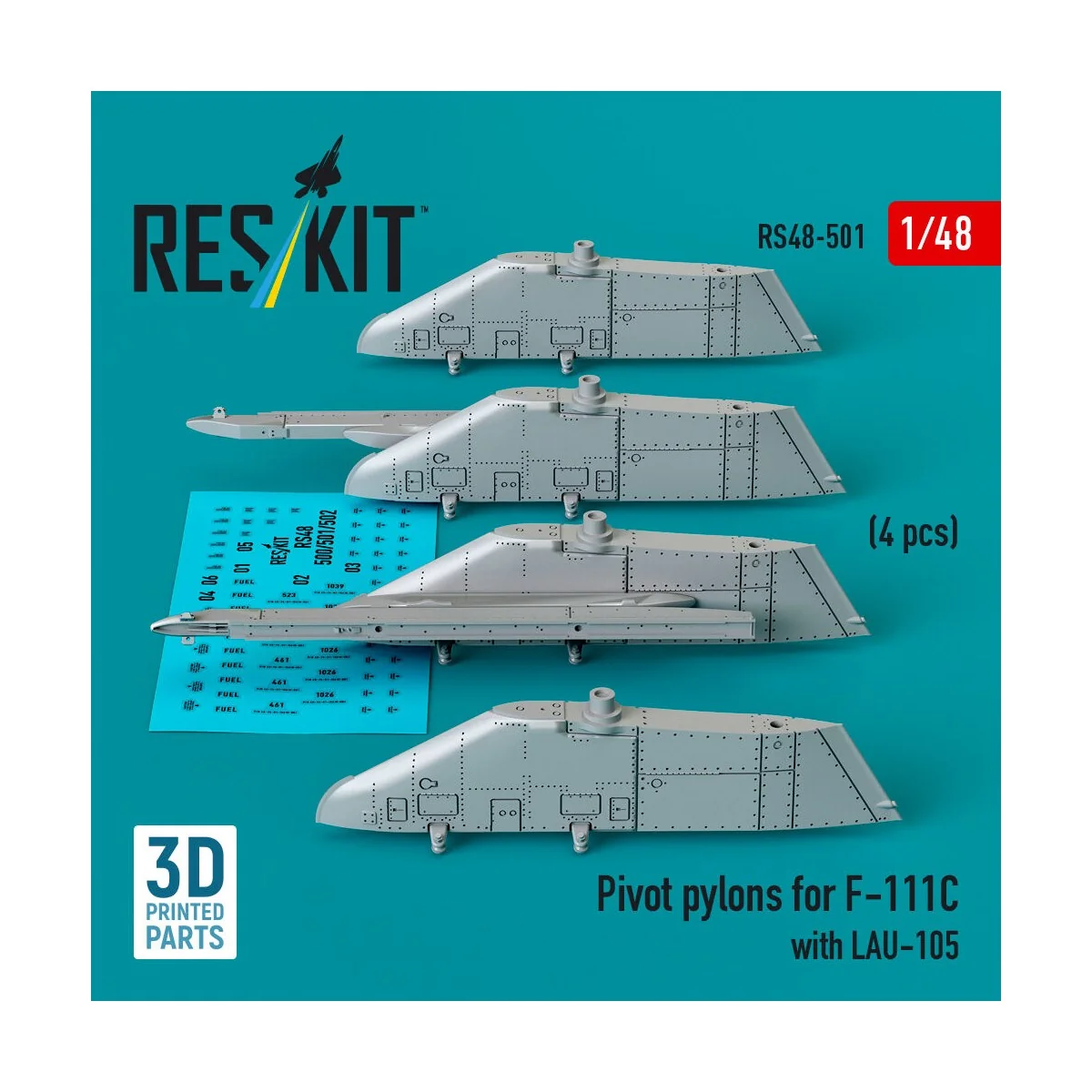 Pivot pylons for F-111C with LAU-105 (4 pcs) (3D Printed), 1/48 - R...