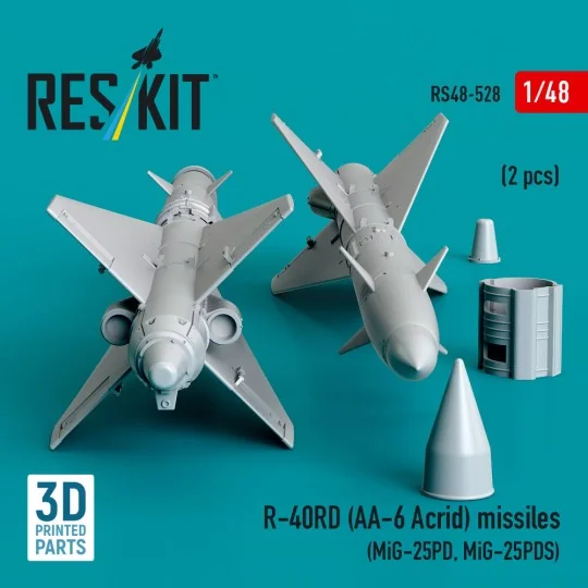 R-40RD (AA-6 Acrid) missiles (2 pcs) (MiG-25PD, MiG-25PDS) (3D prin...