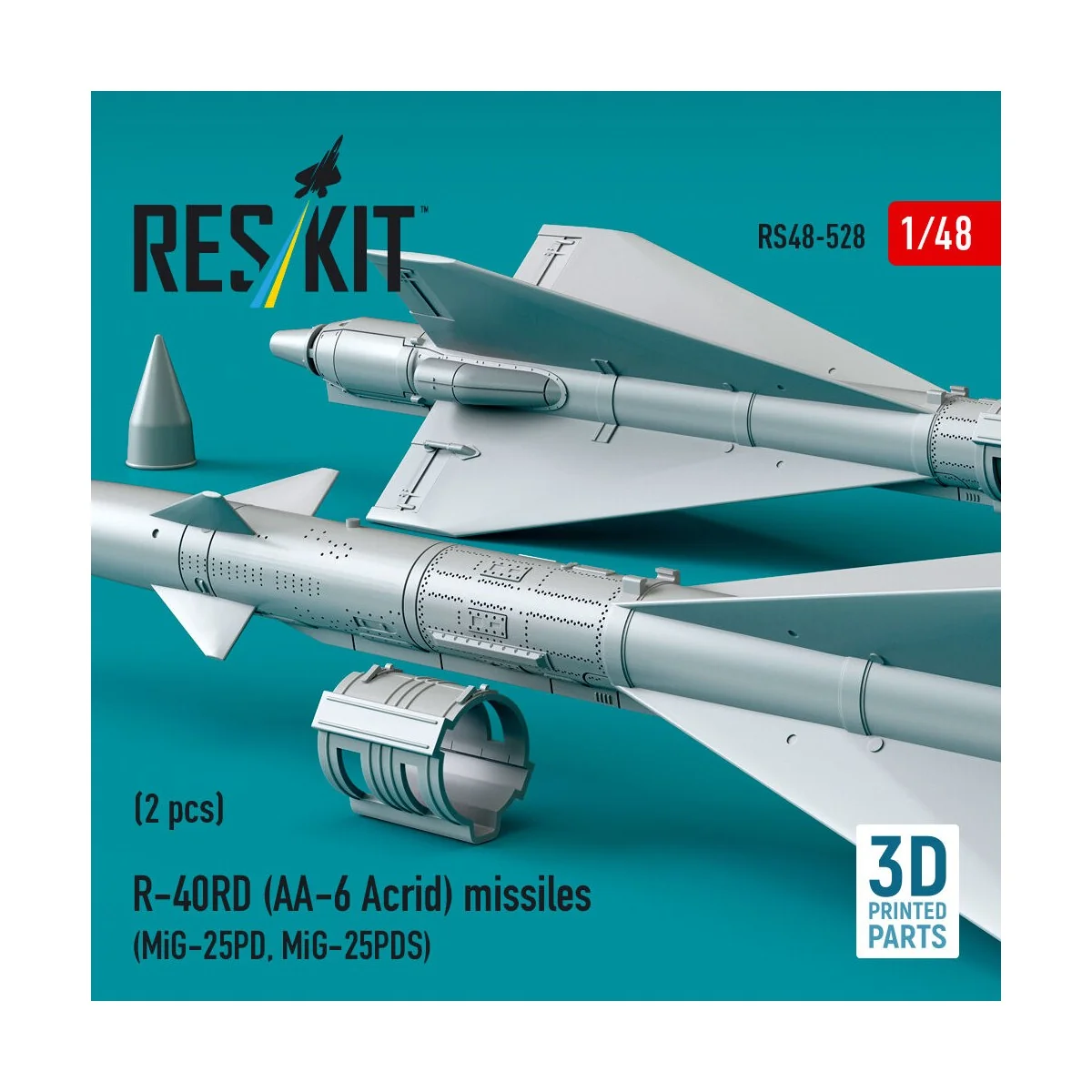 R-40RD (AA-6 Acrid) missiles (2 pcs) (MiG-25PD, MiG-25PDS) (3D prin...