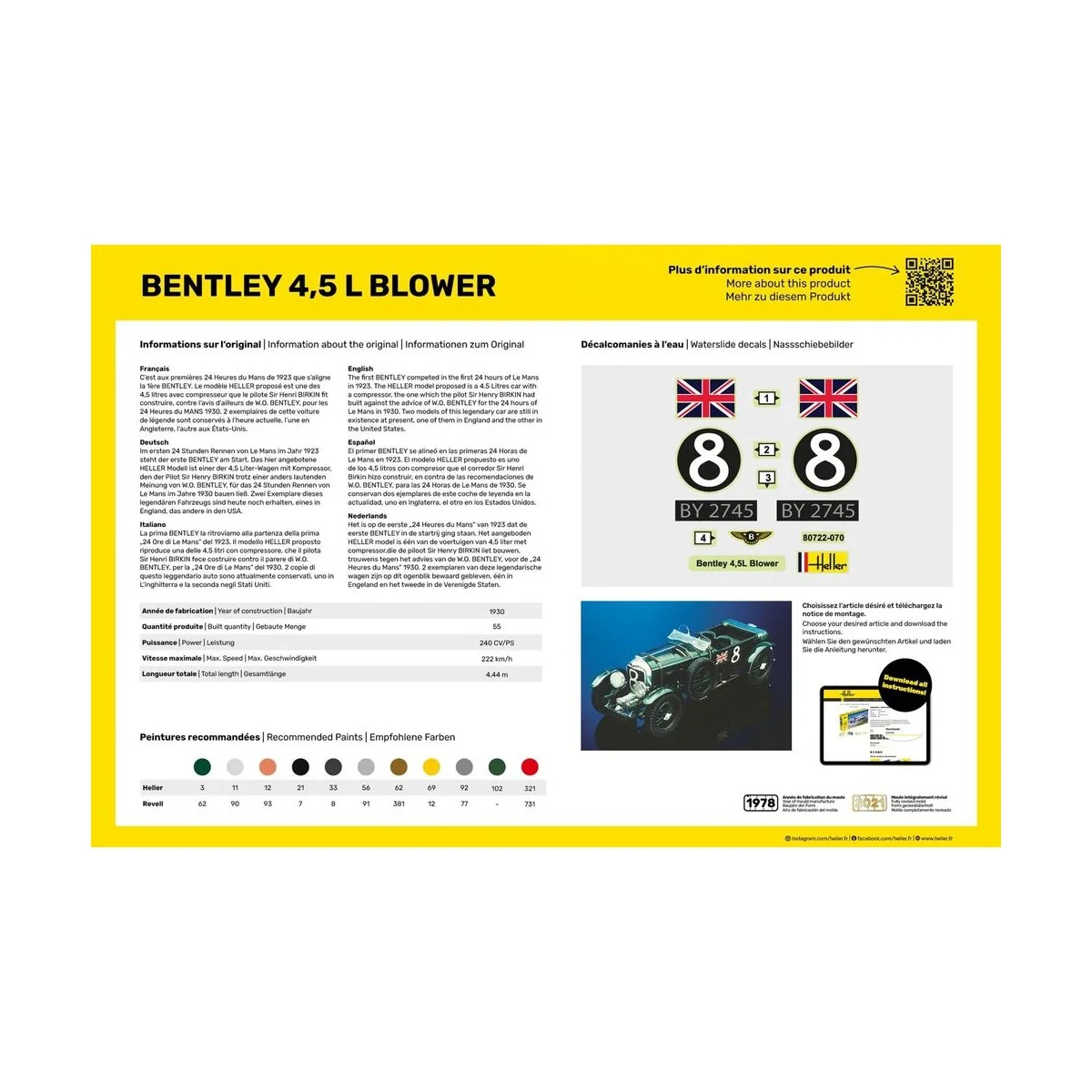 STARTER KIT Bentley Blower, 1/24 - Heller 56722 STARTER KIT Bentley Blower, 1/24 - Heller 56722