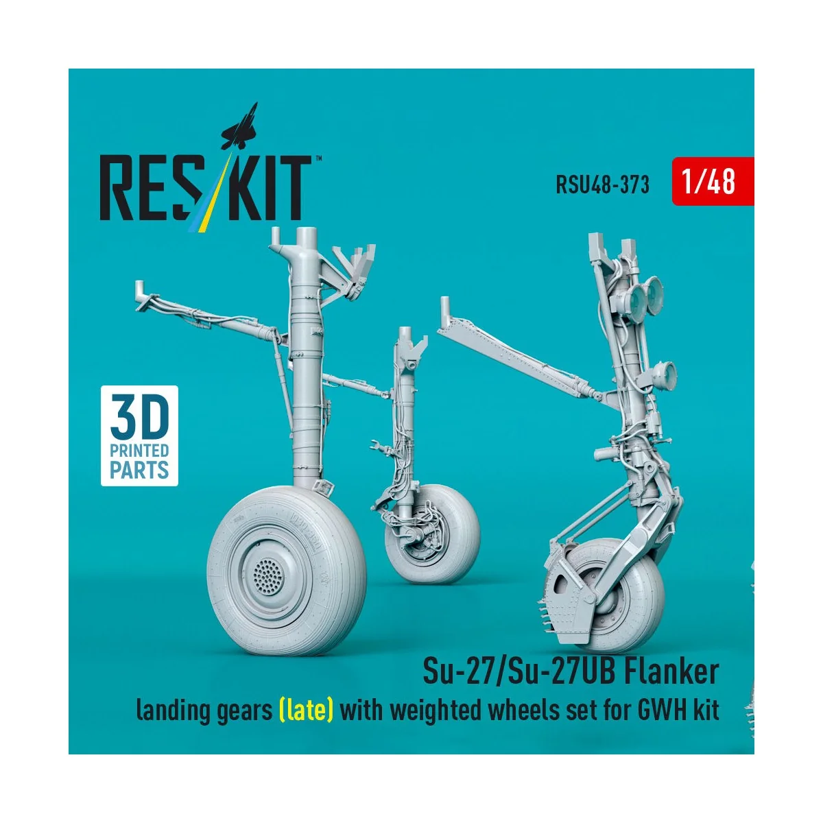 Su-27/Su-27UB Flanker landing gears (late) with weighted wheels set...