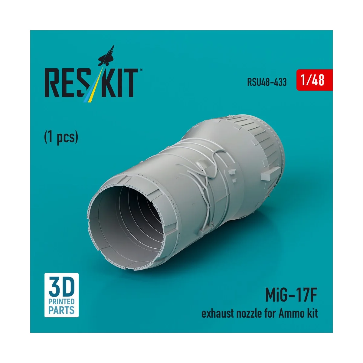MiG-17F exhaust nozzle for Ammo kit (3D Printed), 1/48 - ResKit Mod...