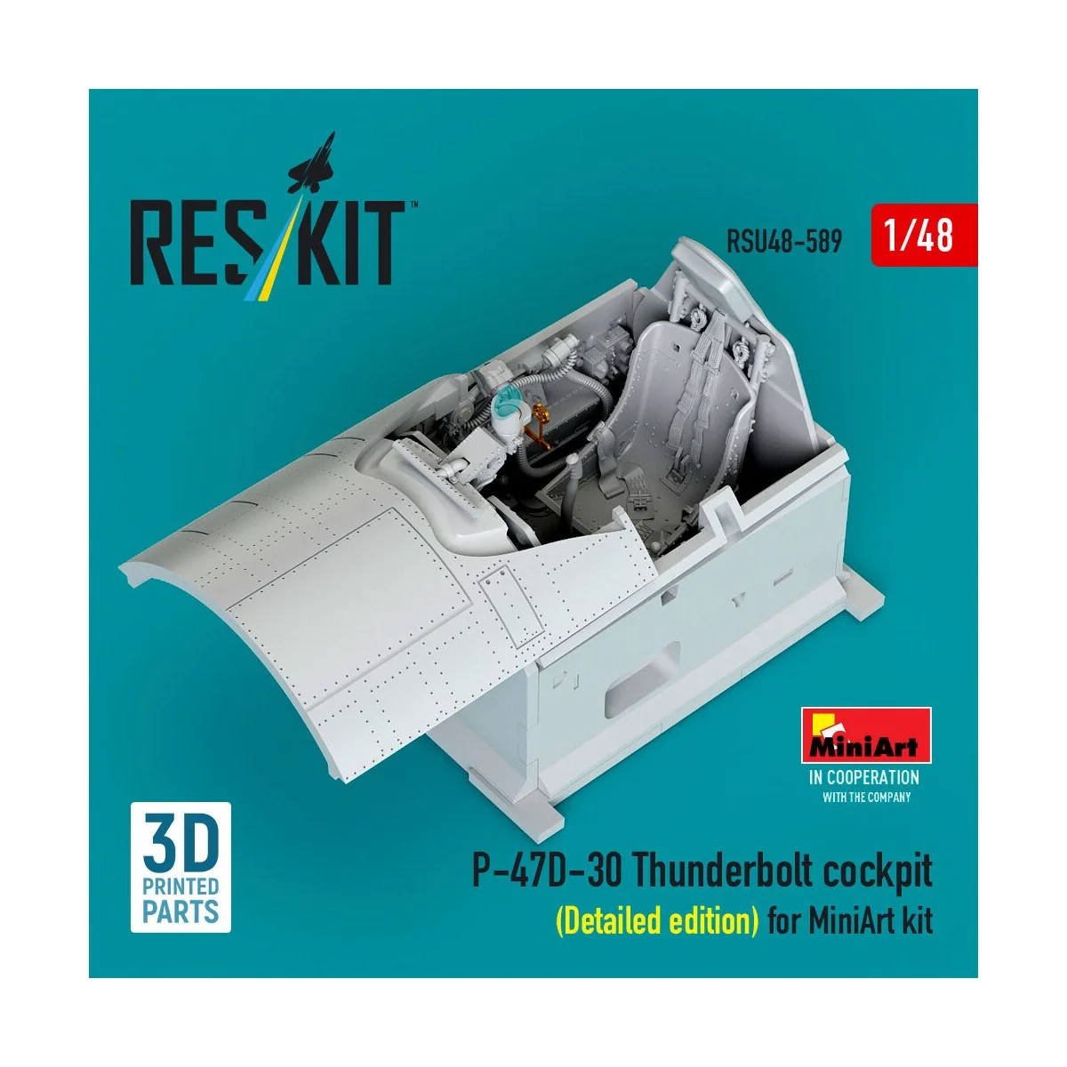 P-47D-30 Thunderbolt cockpit (Detailed edition) for MiniArt kit (3D...