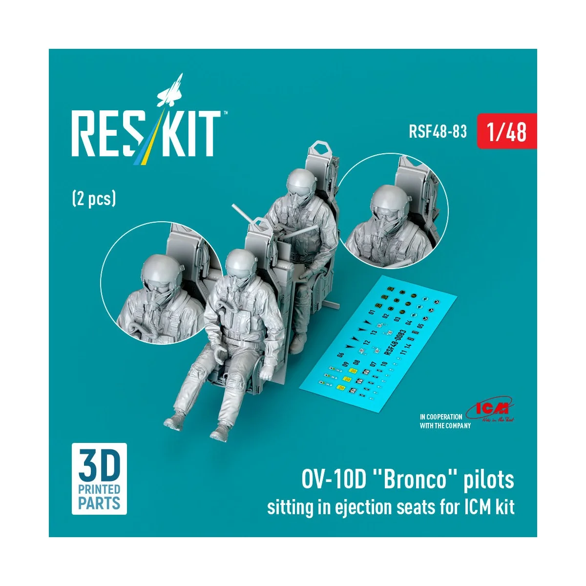 OV-10D Bronco pilots sitting in ejection seats for ICM kit (2 pcs) ...