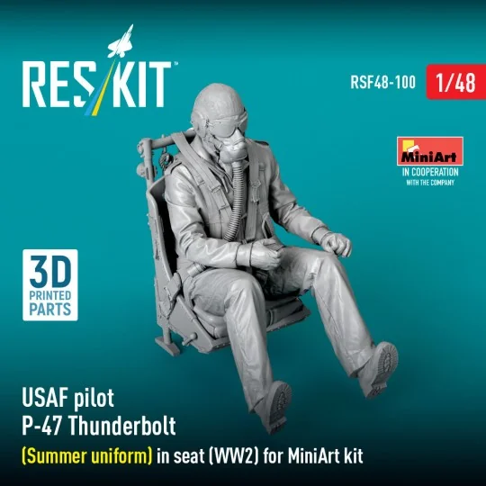 USAF pilot P-47 Thunderbolt (Summer uniform) in seat (WW2) for Mini...