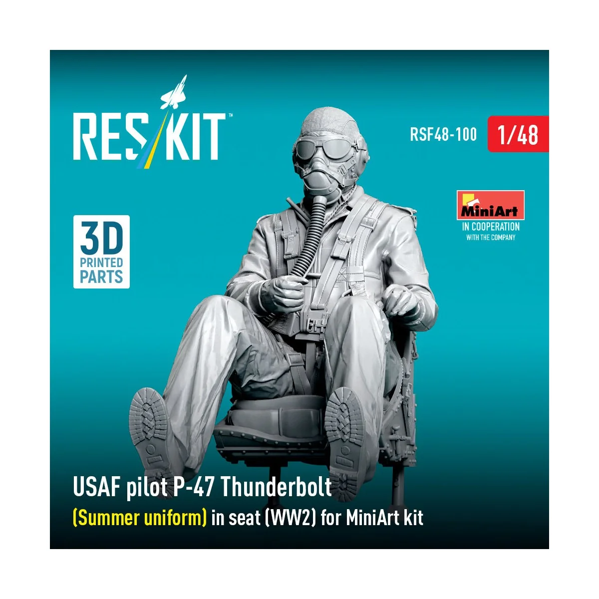 USAF pilot P-47 Thunderbolt (Summer uniform) in seat (WW2) for Mini...