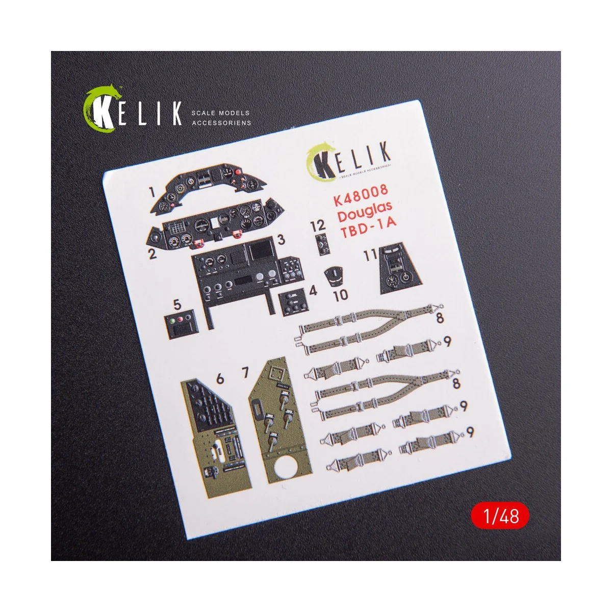 TBD-1A Devastator interior 3D decals for GWH kit, 1/48 - Kelik K48008