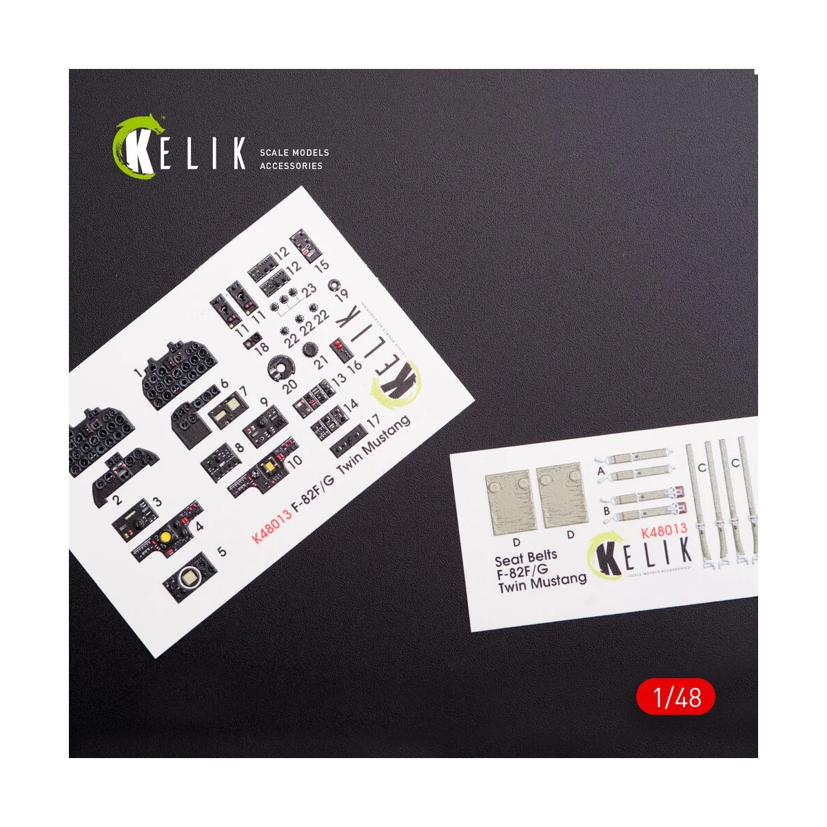 F-82 (F, G) Twin Mustang interior 3D decals for Modelsvit kit, 1/48...