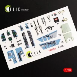 F/A-18A Hornet interior 3D decals for Kinetic kit, 1/48 - Kelik K48028