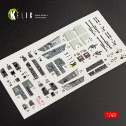 F/A-18B Hornet interior 3D decals for Kinetic kit, 1/48 - Kelik K48033