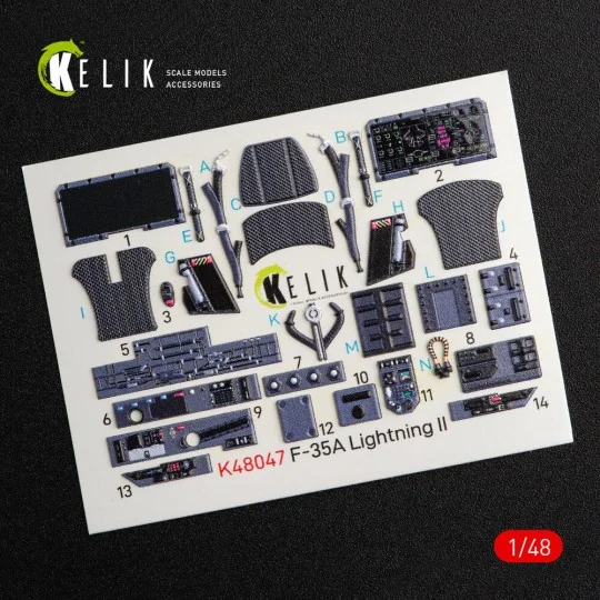 F-35A Lightning II interior 3D decals for Kitty Hawk / Zimimodel ki...