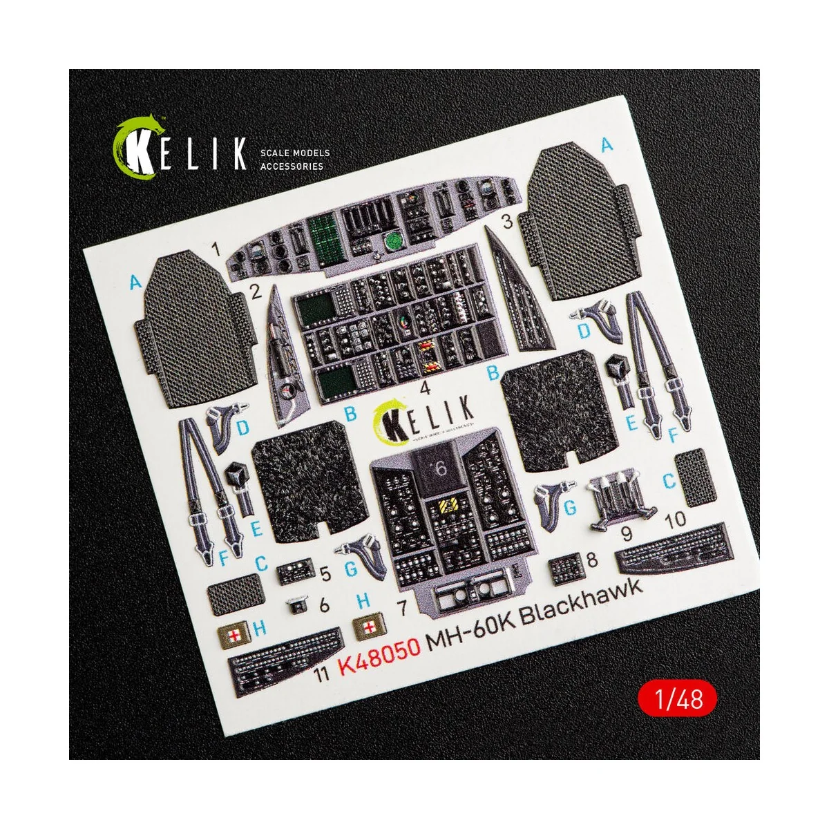 MH-60K Black Hawk interior 3D decals for Italeri kit 2666, 1/48 - K...
