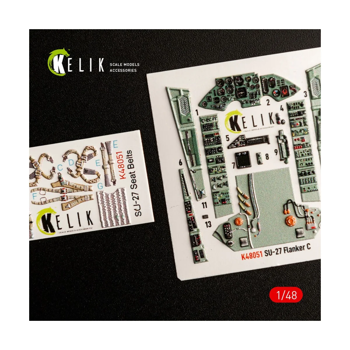 SU-27 Flanker interior 3D decals for GWH kit, 1/48 - Kelik K48051