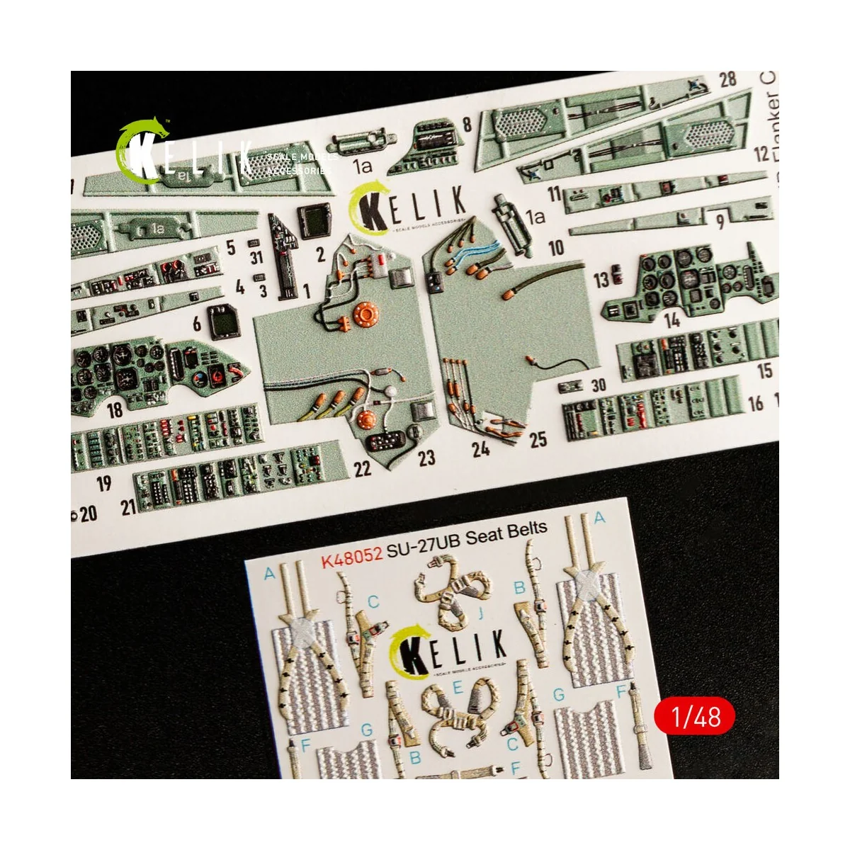SU-27UB Flanker interior 3D decals for GWH kit, 1/48 - Kelik K48052