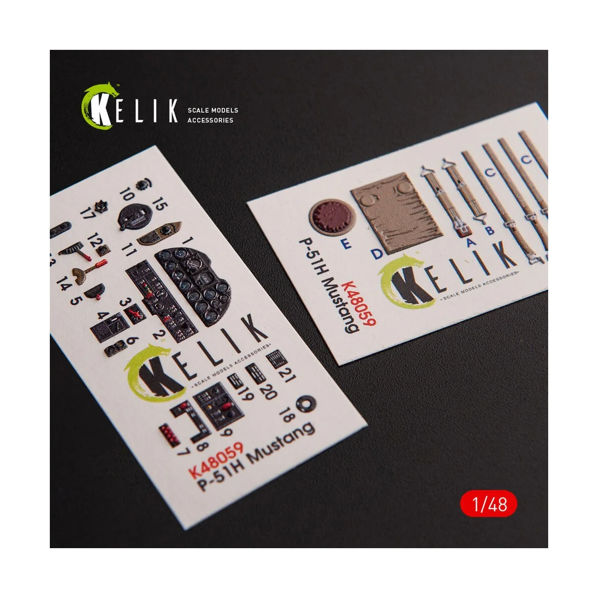 P-51H Mustang interior 3D decals for Modelsvit kit, 1/48 - Kelik K4...