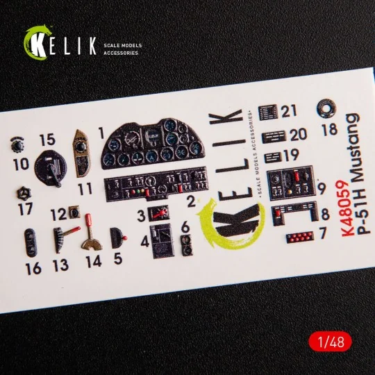 P-51H Mustang interior 3D decals for Modelsvit kit, 1/48 - Kelik K4...