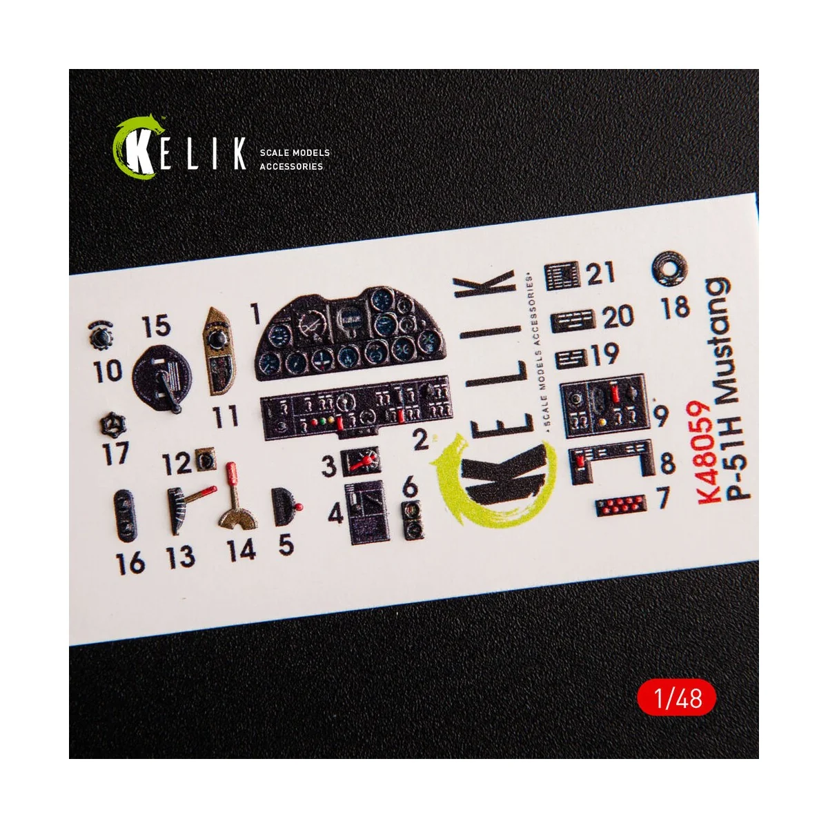P-51H Mustang interior 3D decals for Modelsvit kit, 1/48 - Kelik K4...