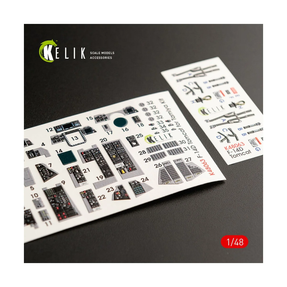 F-14D Tomcat interior 3D decals for Tamiya kit, 1/48 - Kelik K48063