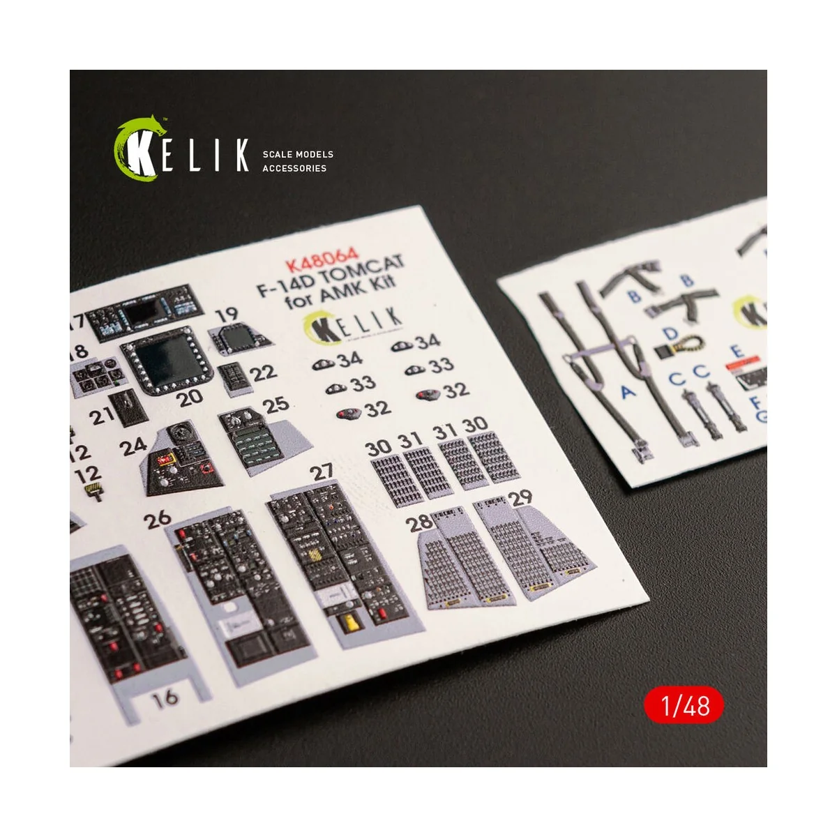 F-14D Tomcat interior 3D decals for AMK kit, 1/48 - Kelik K48064