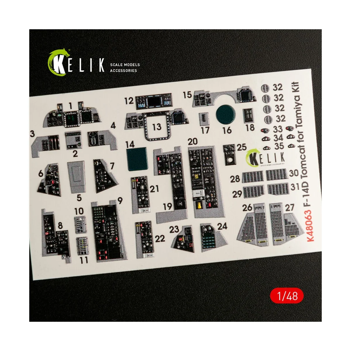 F-14D Tomcat interior 3D decals for Tamiya kit, 1/48 - Kelik K48063