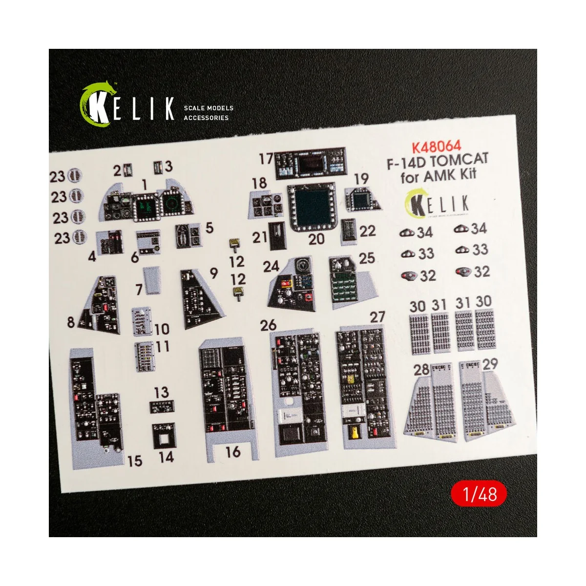 F-14D Tomcat interior 3D decals for AMK kit, 1/48 - Kelik K48064