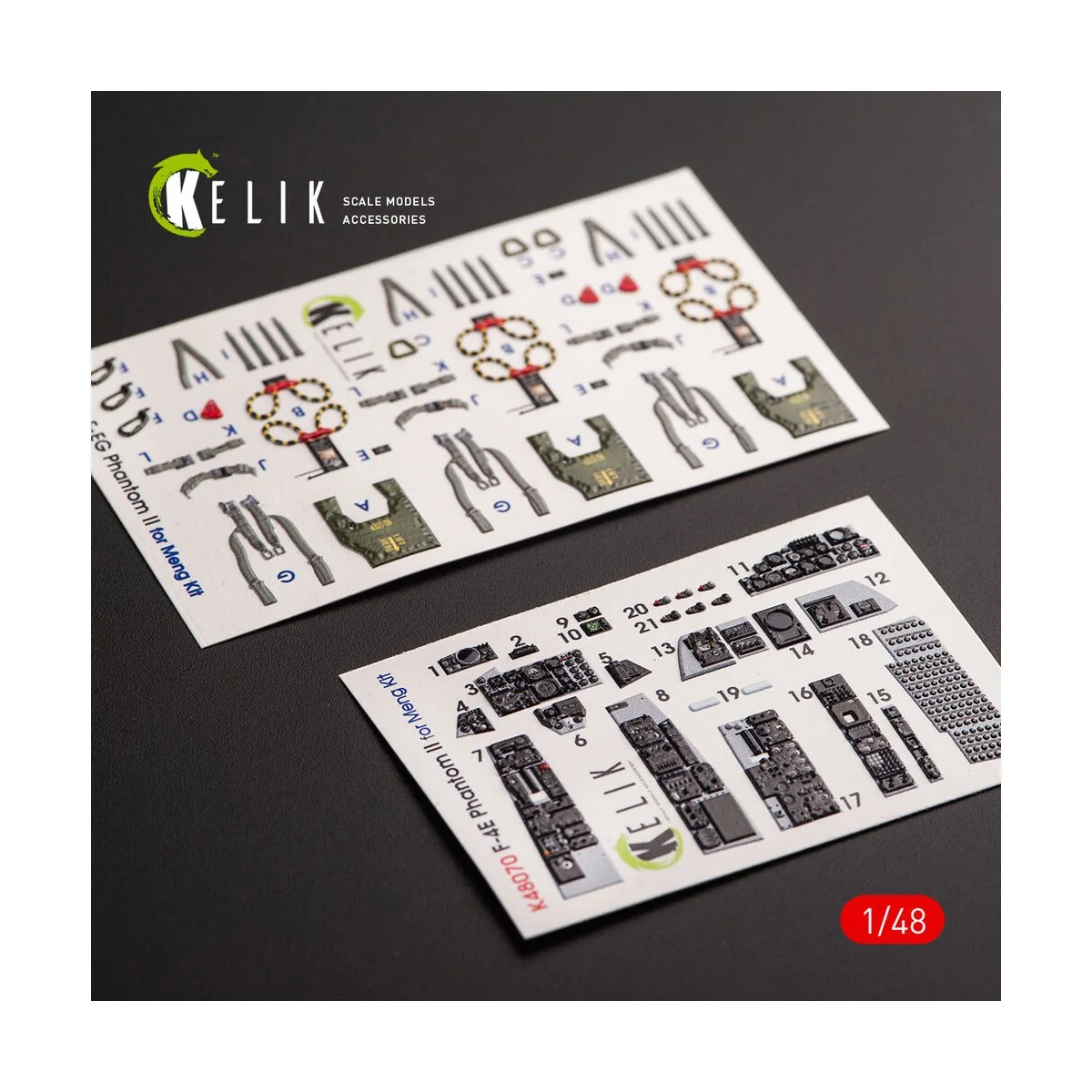 F-4E Phantom II interior 3D decals for Meng kit, 1/48 - Kelik K48070