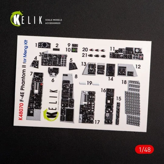 F-4E Phantom II interior 3D decals for Meng kit, 1/48 - Kelik K48070