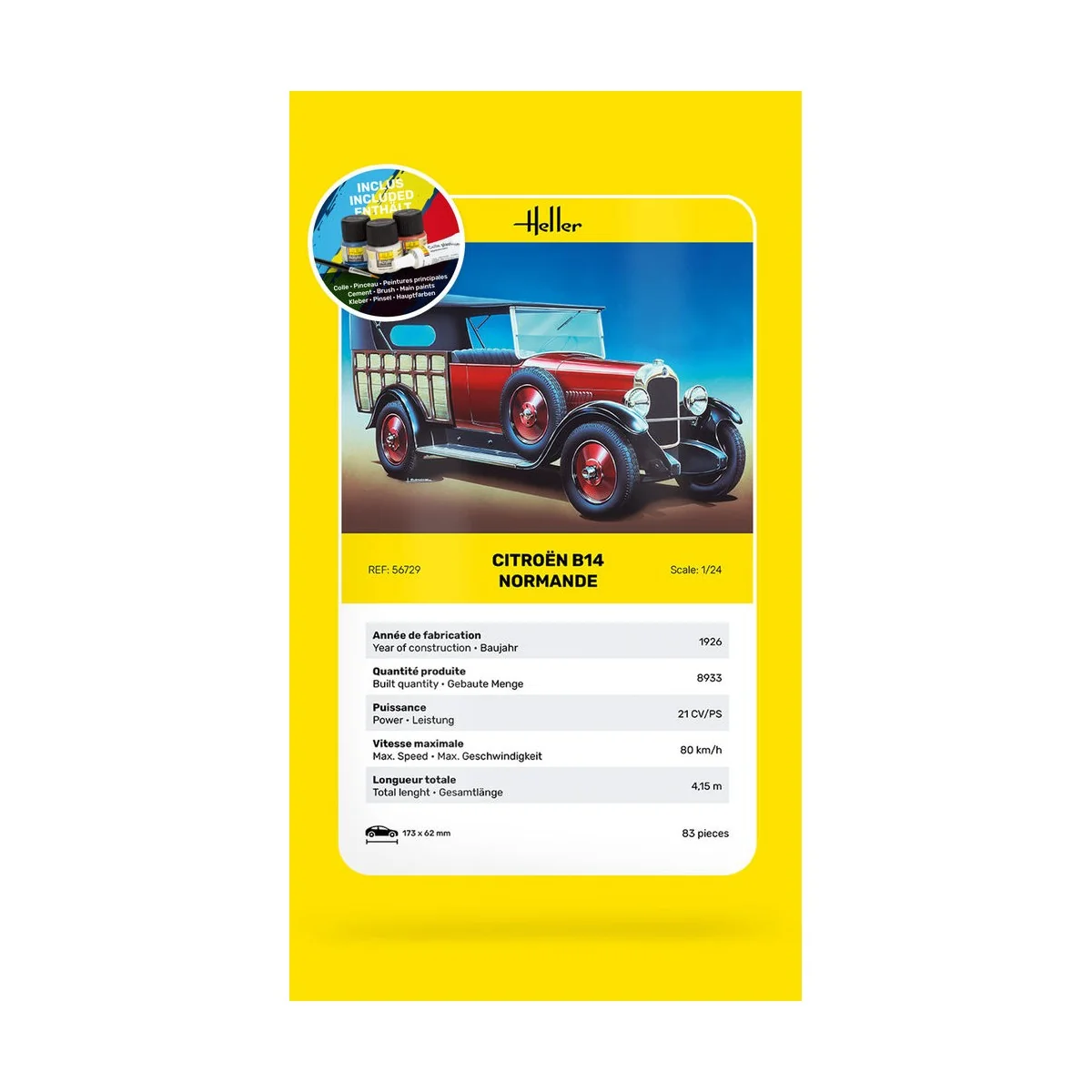 STARTER KIT Citroen B14 Normande, 1/24 - Heller 56729 STARTER KIT Citroen B14 Normande, 1/24 - Heller 56729