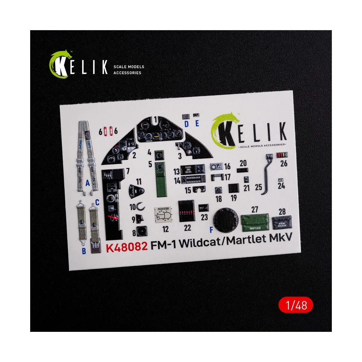 FM-1 Wildcat/Martlet Mk.V interior 3D decals for Tamiya kit, 1/48 -...