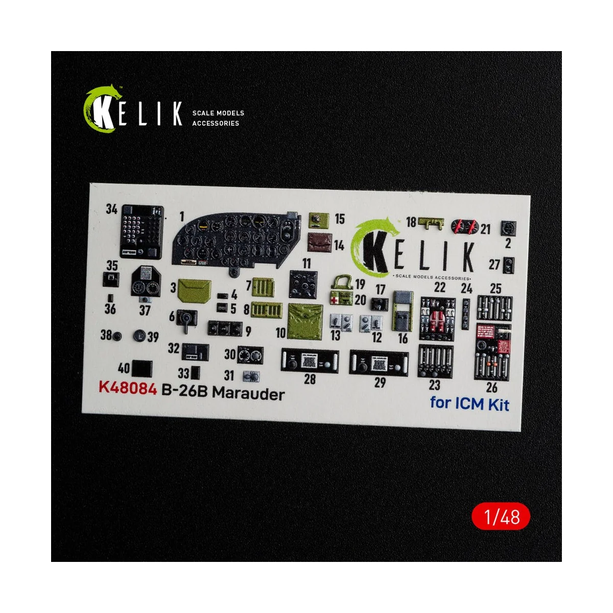 B-26B Marauder interior 3D decals for ICM kit, 1/48 - Kelik K48084