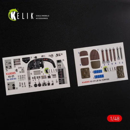 KI-21 interior 3D decals for ICM kit, 1/48 - Kelik K48085