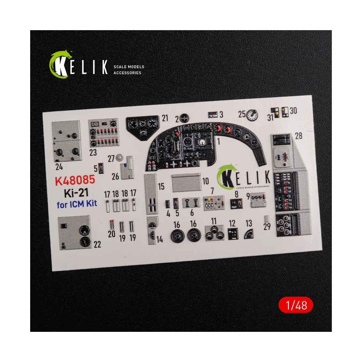 KI-21 interior 3D decals for ICM kit, 1/48 - Kelik K48085