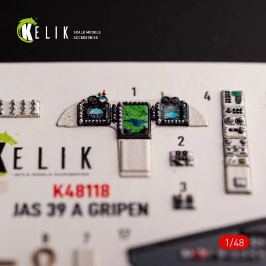 Jas-39 A - interior 3D decals for Italeri kit, 1/48 - Kelik K48118