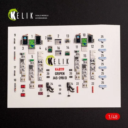 Jas-39 B/D - interior 3D decals for Zimi Model/KittyHawk kit kit, 1...