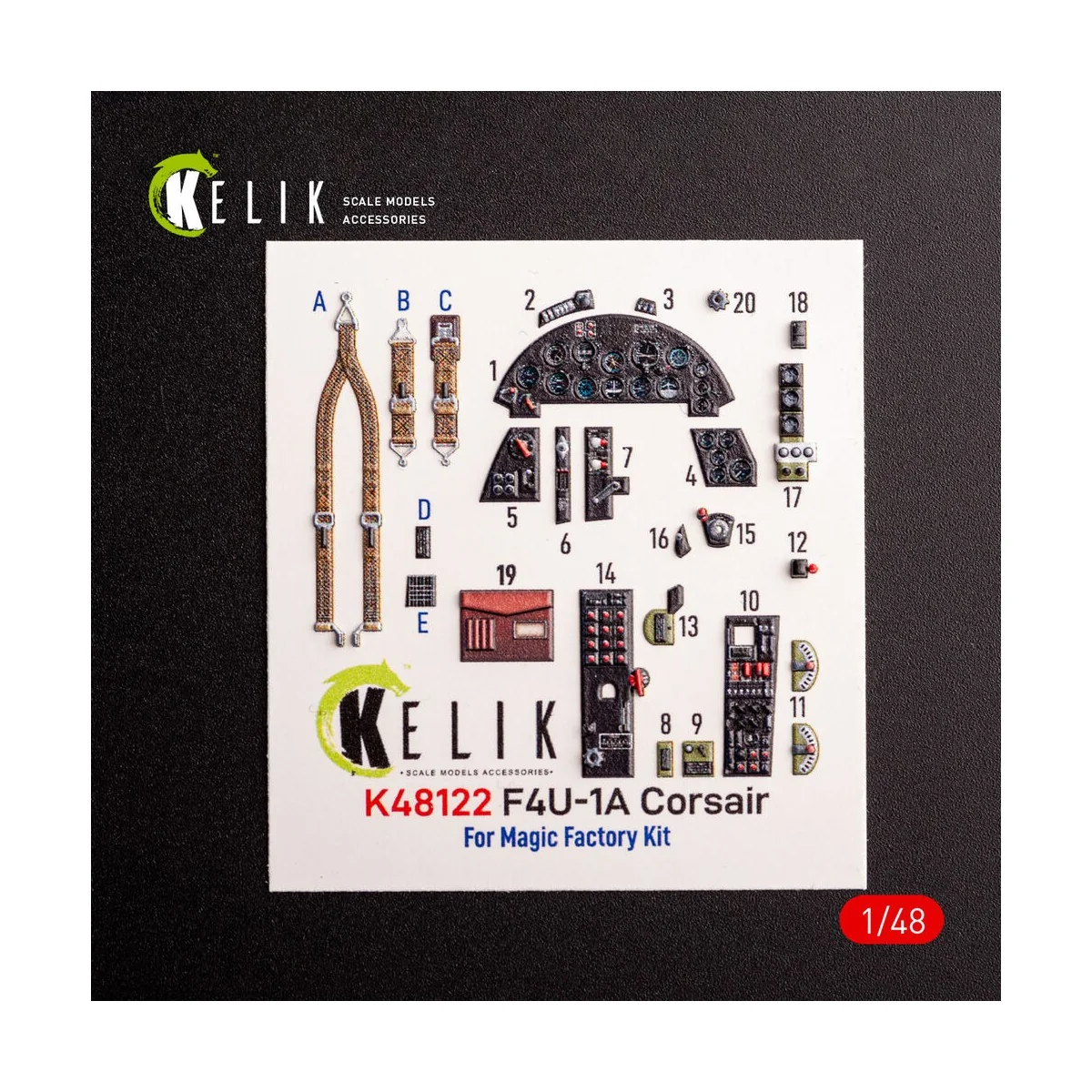F4U-1A Corsair - interior 3D decals for Magic Factory kit, 1/48 - K...