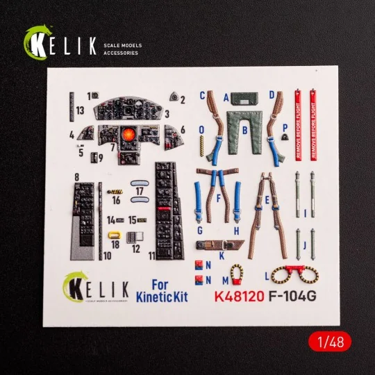 F-104G - interior 3D decals for Kinetic kit, 1/48 - Kelik K48120