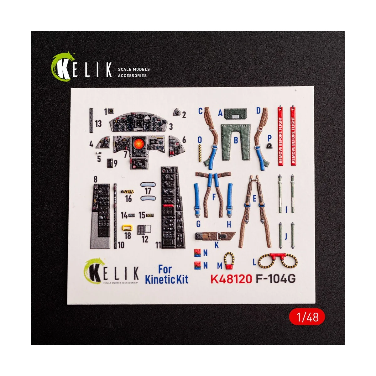 F-104G - interior 3D decals for Kinetic kit, 1/48 - Kelik K48120