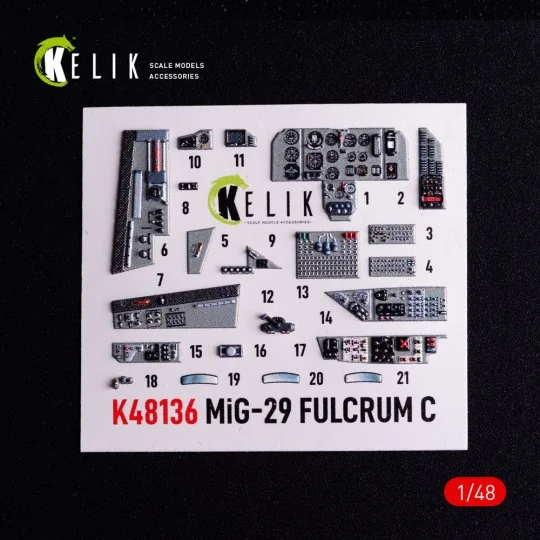 Mig-29C (9-13) Fulcrum interior 3D decals for GWH, 1/48 - Kelik K48136