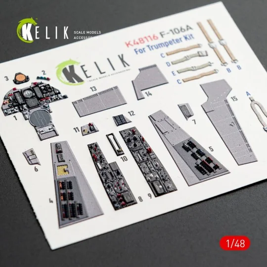F-106A Delta Dart - interior 3D decals for Trumpeter kit, 1/48 - Ke...