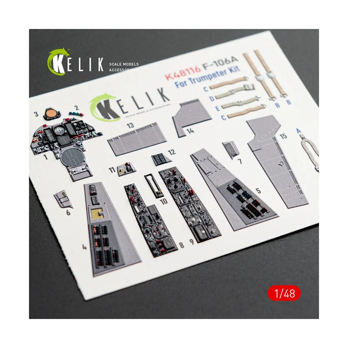 F-106A Delta Dart - interior 3D decals for Trumpeter kit, 1/48 - Ke...
