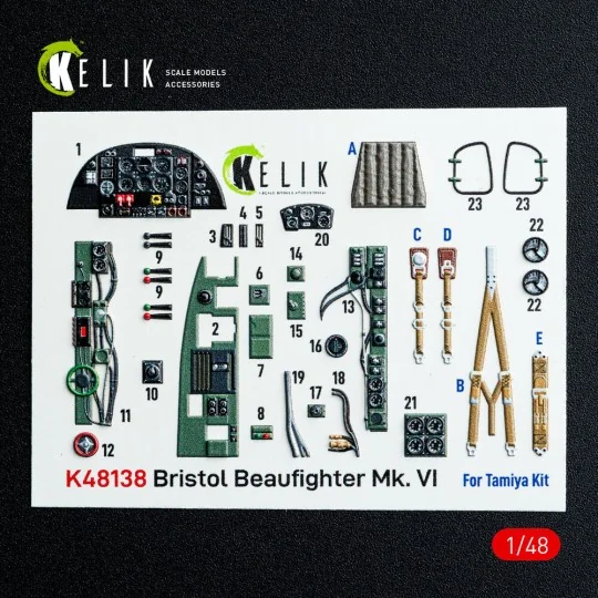 Bristol Beaufighter Mk.VI - interior 3D decals for Tamiya kit, 1/48...