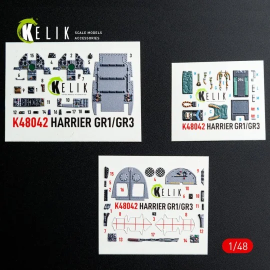 Harrier GR1/GR3 interior 3D decals for Kinetic kit, 1/48 - Kelik K4...