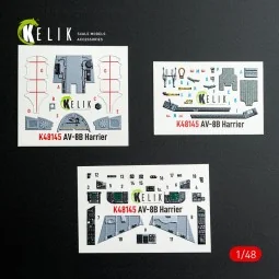 AV-8B Harrier - interior 3D decals for Hasegawa kit, 1/48 - Kelik K...