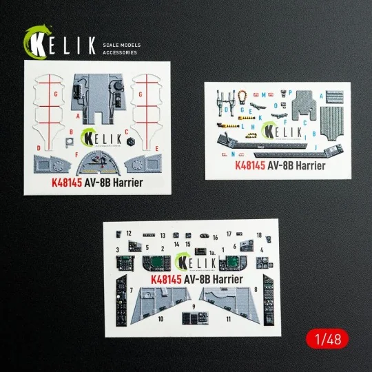 AV-8B Harrier - interior 3D decals for Hasegawa kit, 1/48 - Kelik K...